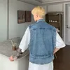 Mäns västar e-baihui denim väst för män vår och sommar dagliga ärmlös chic koreansk version dubbelficka slim casual