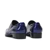 Handgefertigte formelle geschäftliche speicherte Zehenmänner blau Leder -Kleiderschuhe für Männer auf Dre Schuh rutschen
