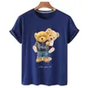 Mäns T-shirts 100% Cotton Sweet Bear Print Kortärmad T-shirt Kvinnlig halvärmad Summer Casual Couple Overdimensionerad T-shirt damtröja S-4XL 230606
