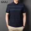 Mens Polos Gaaj Brand Men Polo Shirt Business Striped Tshirt Topps Casual T Shirt Regular Fit Tee Social Poloshirt Menswear Stylish Clothing 230607