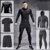 Survêtements pour hommes Survêtement de course pour hommes Entraînement Fitness Ensemble de vêtements de sport Leggings de compression Vêtements de sport Gym Pantalons de survêtement serrés Rash Guard Lycra 230607