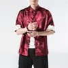 Men's Casual Shirts Chinese Satin Silk Vintage Coat Hanfu Blouse Traditional Clothing For Men Top Tang Collar Year Clothes