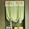 Curtain Floral Embroidery Balloon Valance American Retro Cotton Half-Curtain For Kitchen Cabinet Door Small Window Roman