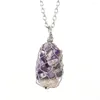 Kedjor Natural Chip Stone Wire Wrap Net Bag Halsband Rose Quartz Amethysts Citriner Halsband för kvinnors smycken