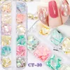 Décorations Nail Art 12 GridsSet Irrégulier Colorchanging Abalone Slice Natural Sea Fragment Paillette Décoration DIY Manucure 230606