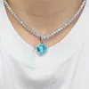 Hänge halsband bling hjärtformad design ädelsten halsband för kvinnors bröllopsfest fina smycken