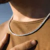 925 Sterling Silver Fine Jewelry 3mm Largeur Iced Out Diamond Mounted Mens Moissanite Tennis Chains Necklace