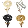 Pendant Necklaces Unique Ethnic Necklace Long Knotted Stone Beads Ox Horn Women Fashion Jewelry Neck Chain 264E