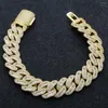 Link bransoletki Charmoment 18K Gold Splated Cuban Sain Hip Hop Miami Bransoletka dla mężczyzny Kobiety Crystal 2 Row Chunky Exquisite Party Gift