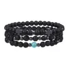 6mm Natural Lava Stone Handmade Cross Beaded Strands Charm Bracelets Party Club Elastic Sports Jewelry For Men