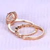 Bröllopsringar AEAW 1,0ct Oval Cut Engagement Diamond Ring Set Halo Guint 10K Rose Gold for Women Test Postive 230607