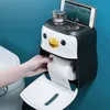 Hållare Baispo Portable Toalettpappershållare Penguin Tissue Box Wall Mounted Roll Paper Shelf Badrumstillbehör Set Vattentät förvaring