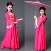 Stage Wear 2023 Traditional Chinese Fan Dress Dance For Hanfu Children Red Pink Blue Sky White Green Halloween Girl Costume