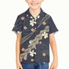 Men's Casual Shirts Polynesian Tribal Tongan Totem Tattoo Tonga Prints Children's Place Boys Short Sleeve Button Down Shirt Holiday