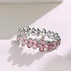 Anelli a grappolo CAOSHI Fresh Pink Flower Ring Lady Sweet Jewelry per la vita quotidiana Accessori color argento Donna Dainty Female