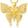 Подвесные ожерелья роскошные элегантные европейские и американские блестящие колье с бабочкой циркона для женских модных модных украшений оптом