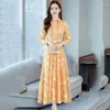 Casual Dresses 2023 Spring Loose Jacquard Chiffon Dress Women's Slim Long Sleeve Fashion Temperament Big Swing kjol Tide Girl