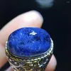 Anillos de racimo, anillo ajustable de cuarzo dumortierita rutilado azul Natural, 18,1/12,5mm, cuentas de gran tamaño, joyería para hombres y mujeres