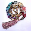 Ketten 8 mm Chakra 108 Perlen Quaste geknotete Halskette Bless Buntes klassisches Armband Manschette Beten Schickes schickes Handgelenk-Armband Spiritualität