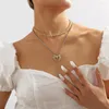 Kolye Kolyeleri Moda Pençe Zinciri Rhinestone Collarbone Yığılmış Kolye Vintage Aşk Kalbi Kadınlar Akşam Yemeği Takı