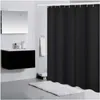 Shower Curtains Shower Curtain Waterproof Fabric Bathroom Curtain Hanging Hook Pure Black Large Wide Bathing Cover Polyester Curtains WF 230607