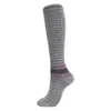 Herren-Socken, Herren-Kompression, 15–20 mmHg, gestreift, kniehoch, schnell trocknend, Crew-Sport, für sportliches Radfahren, Laufen, Reisen, Durchblutung