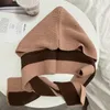 Scarves Autumn Winter Stripe Knit Women Scarf Cashmere Poncho Warm Fashion Capes Hooded Lady For