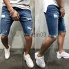 Erkek şort erkek denim chino şort süper streç sıska ince yaz yarım pantolon kargo kot j230608