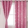 Gardin dusch rosa stjärna måntryck barn pojke flickor fönster gardiner rum termisk isolerad klar liner lång