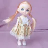 Dockor Blue Eyes 16cm BJD Doll 13 rörlig gemensam Gray Little Girl MuiltType klänning Make Up Toy Girls Gift 230607