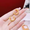 Femmes Boucles D'oreilles Créoles Plein Cristal Incrusté De Luxe Réel Or Jaune 18k Couleur Jolie Micro Glacé Filles Huggie Boucles D'oreilles Cadeau Brillant