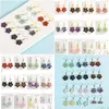 Charme 6Mm Pierre Boule Fleur Forme Pendentif Fil Enroulé Étoile Boucles D'oreilles Guérison Reiki Jade Chakra Dangle Bijoux En Gros Drop Dhgarden Dhzir