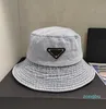 Ladies fishermans hat 2023 fashion accessories big brim hat cotton denim diagonal geometric letters summer sun visor bucket