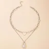 Pendant Necklaces Bohemia Lock Key Necklace For Women Geometric Love Heart Cuban Chain Metal Alloy Female Jewelry Collar