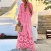 Casual Dresses White Dress Long Sleeve Fashion Bohemian Beach Wear V-Neck Solid Color Lace Tassel Clothes