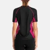 Wetsuits Drysuits Charmleaks Women' Short Sleeve Rashguard Shirt Swimsuit Patchwork Swimwear Surfing Top Running Biking Shirt Rash Guard UPF50 230607