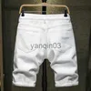 Mannen Shorts Nieuwe Zomer Wit zwart Mannen Gescheurd Gat Denim Shorts Slim Casual Knielengte Korte Rechte Gat Jeans Shorts Bermuda voor mannen J230608