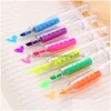 Highlighters Novelty Nurse Needle Syringe Shaped Highlighter Marker Pen Colors Pens Stationery School Supplies 6 Style Drop Delivery Dhgrb