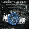 Armbandsur Poedagar Steel Strap Sport Watches Men Top Stop Watch Lysande herrkvart Datum Business Man Clock Gift