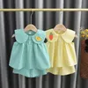 Ensembles de vêtements été bébé fille mignon fruits coton filles Plaid doux princesse 2 pièces costume enfants enfants Vestidos 230607