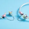 Für Pandora-Charms authentische 925er Silberperlen baumeln neue süße Schmetterlings-Herz-Pfeil-Sicherheitsketten-Anhängerperle