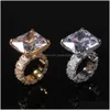 With Side Stones Hip Hop Casting Rings T Big Crystal Zircon Men Women Finger Gift Drop Delivery Jewelry Ring Dho4Z