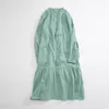 カジュアルドレス春秋の女性基本的なゆるい快適なナチュラル通気水洗浄された14リネン長いシャツ