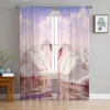 Rideau blanc cygne lac nuages Tulle rideaux pour salon chambre cuisine décoration mousseline de soie pure Voile fenêtre enfants drapé