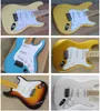 Alta qualidade Yngwie Malmsteen Creme Guitarra Elétrica Scalloped Fingerboard Big Head Basswood Corpo Maple Fingerboard Amarelo Azul Dourado Sunburst Branco