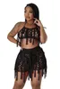 Vrouwen Trainingspakken Gehaakte Gebreide Bh Tops Tweedelige Sets 2023 Zomer Vrouwen Kleding Sexy Elegante Gebreide Fringe Tassel Shorts 2 Set Outfit