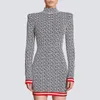 Casual Dresses S-XL High Quality Fashion Labyrinth Knitted Elastic Fabric Half Neck Slim Fit Long Sleeve Women's Dress