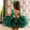 Meisjes Jurken Peuter Meisje Jurk Grote Boog Doop voor Eerste Jaar Verjaardagsfeestje Bruiloft Kleding Tutu Fluffy Gown 230607