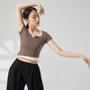 ステージウェアアダルトスリムフィットvネックベリーダンスモック2ピースTシャツ女性用ダンサーダンス服のためのクロップトップコスチューム