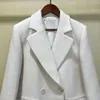 Kvinnorjackor Simple Fashion Autumn and Winter Style Suit Collar Dubbel Breasted Long Off White Coat Women 230608